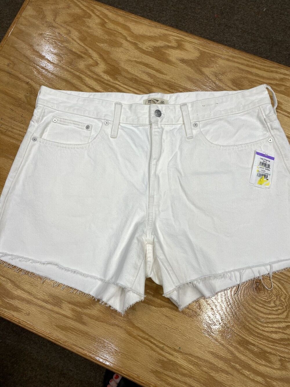 Madewell Cut Off Jeans Shorts Women's 16 White Denim Distressed 5-Pockets A37